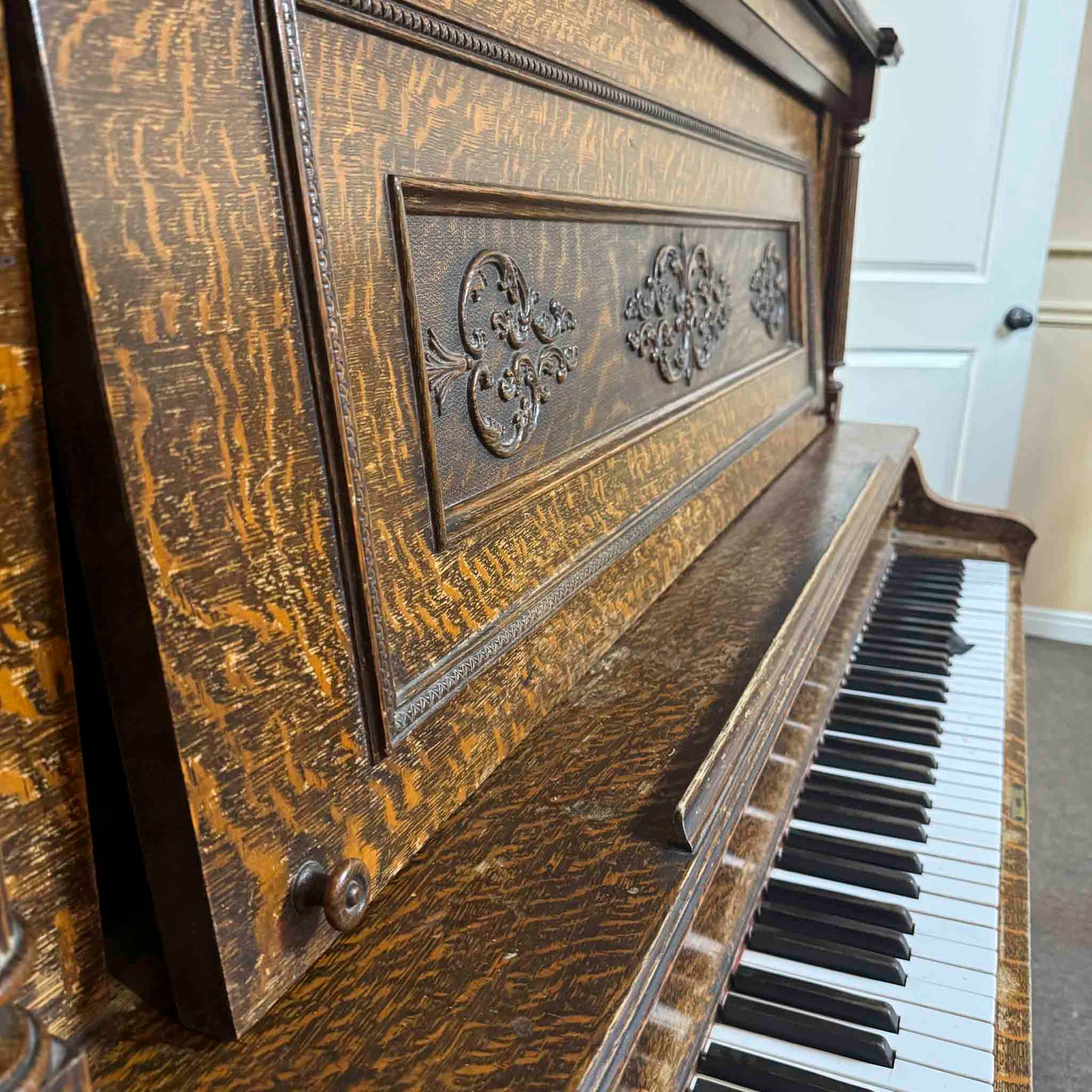 CURRENT SHOP WORK 1902 Schaeffer 55" Wood Finish Commissioned Upright Piano