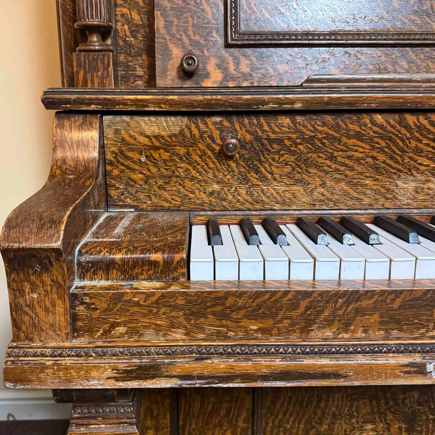 CURRENT SHOP WORK 1902 Schaeffer 55" Wood Finish Commissioned Upright Piano