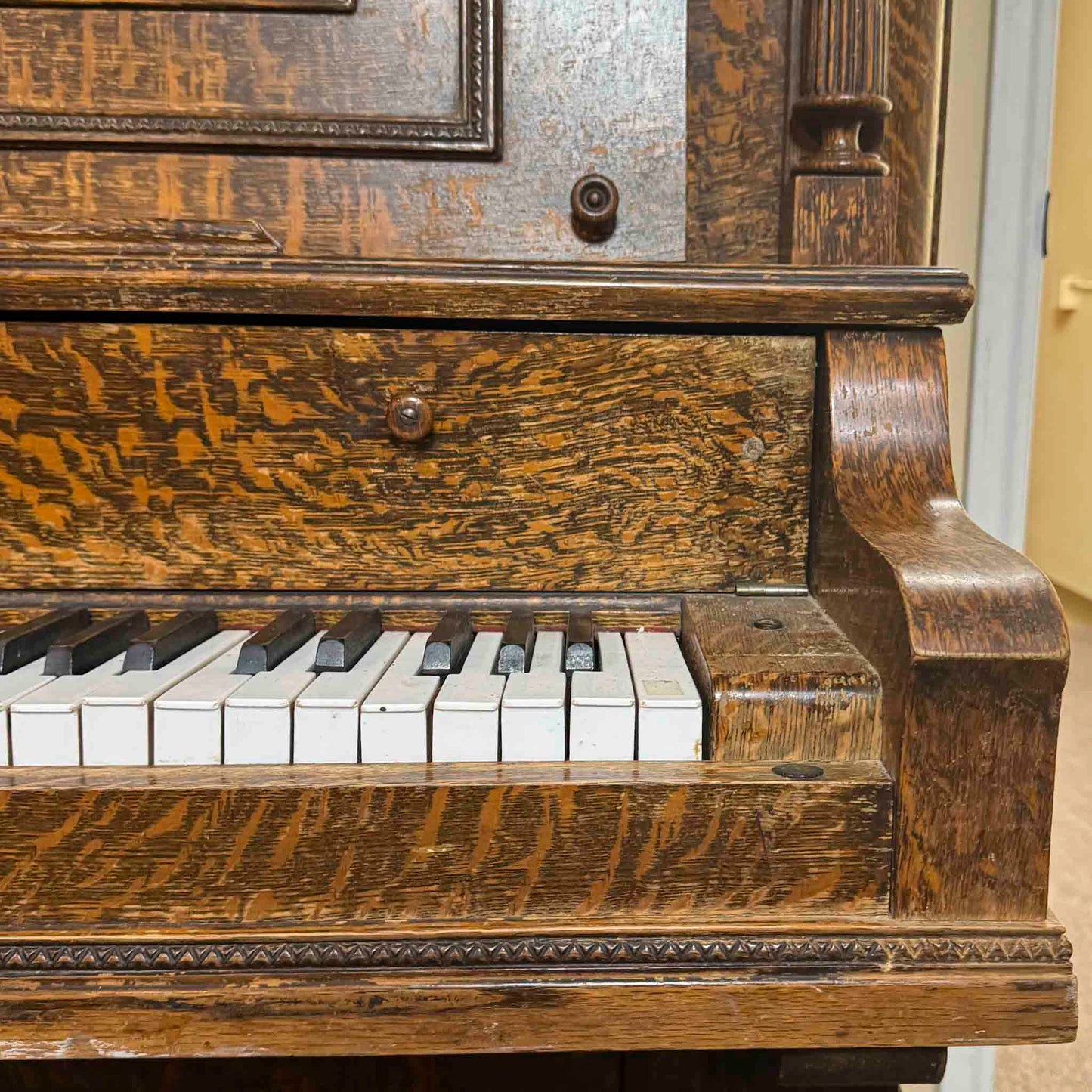 CURRENT SHOP WORK 1902 Schaeffer 55" Wood Finish Commissioned Upright Piano