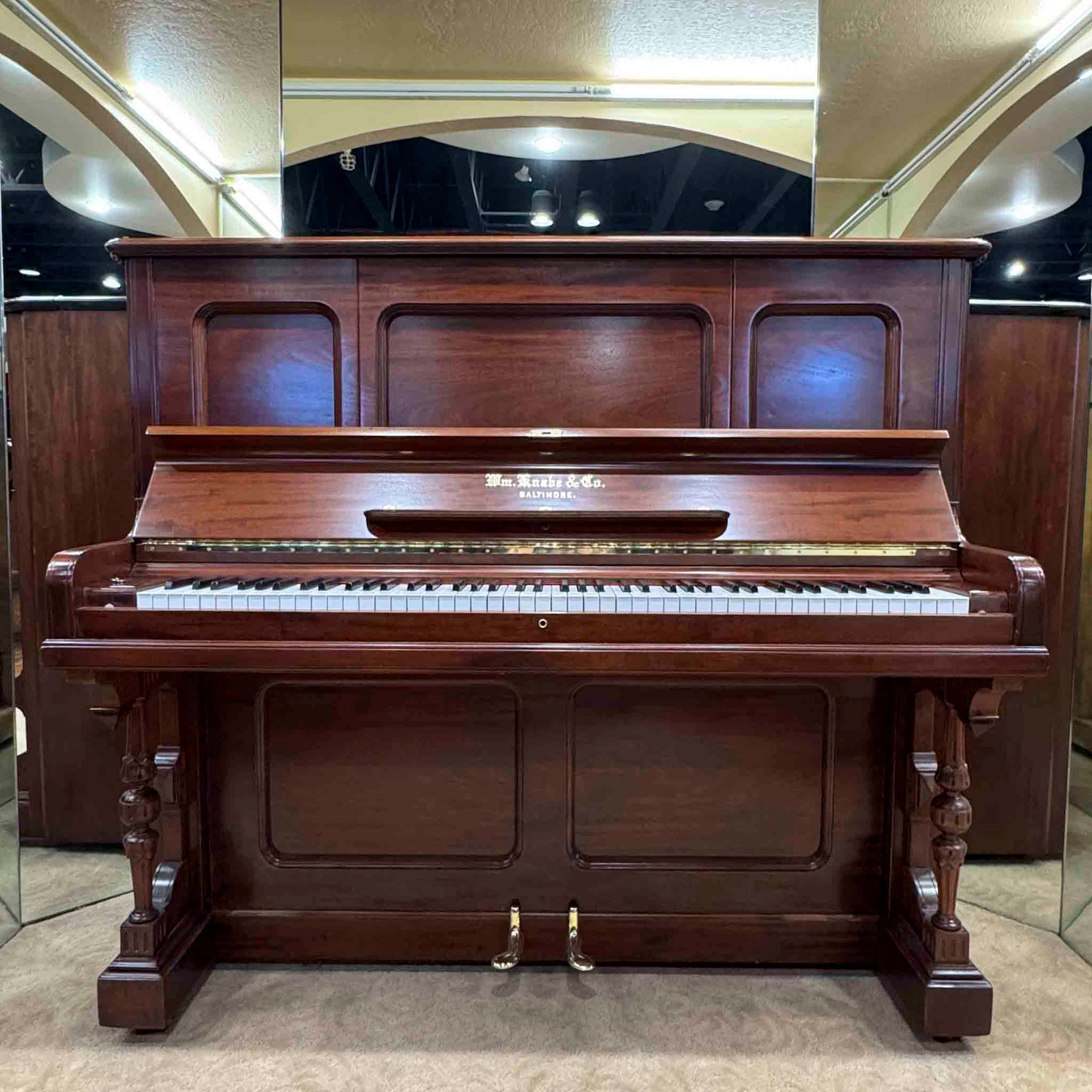 1900 Knabe 54" Wood Finish Upright Piano with Self-Playing QRS System