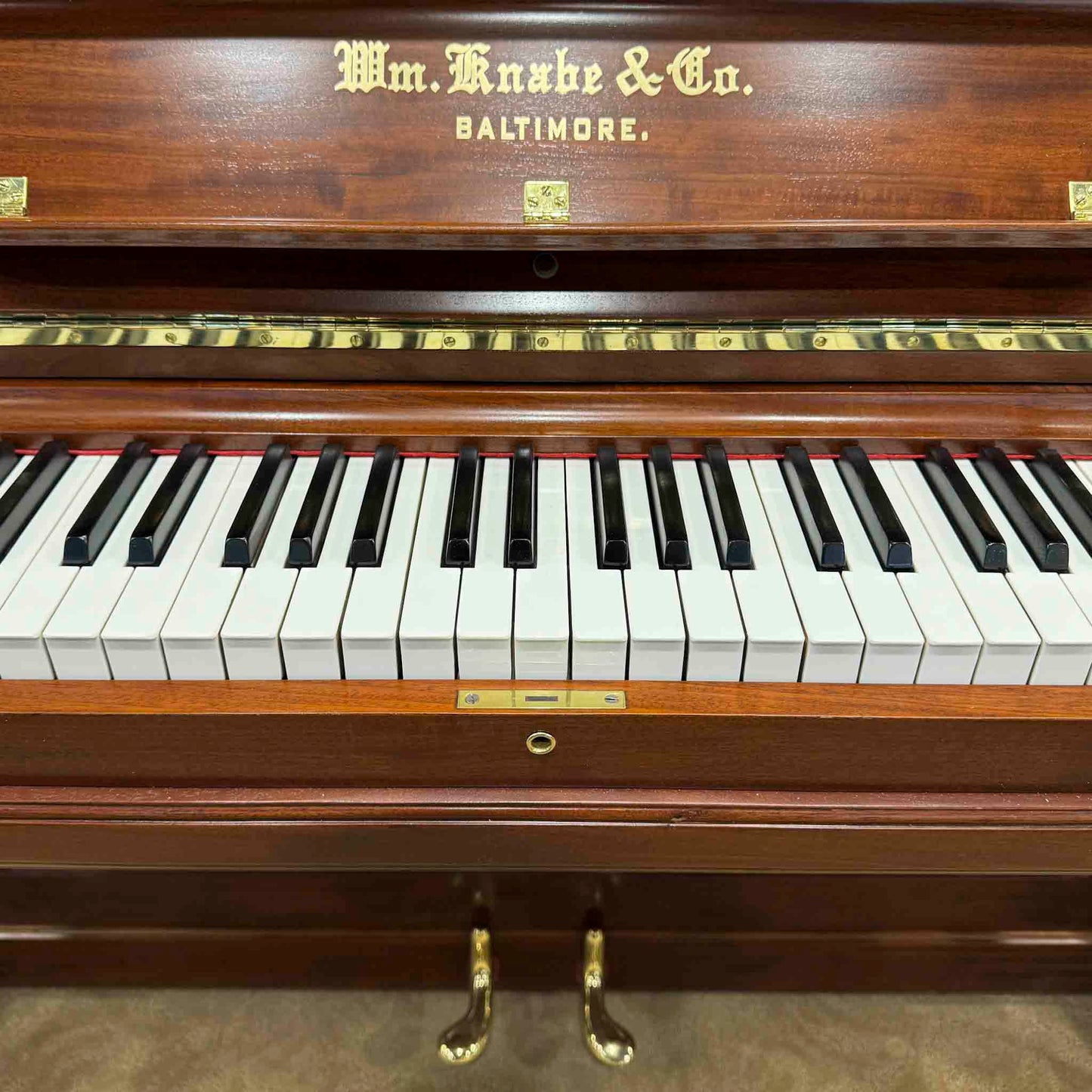 1900 Knabe 54" Wood Finish Upright Piano with Self-Playing QRS System