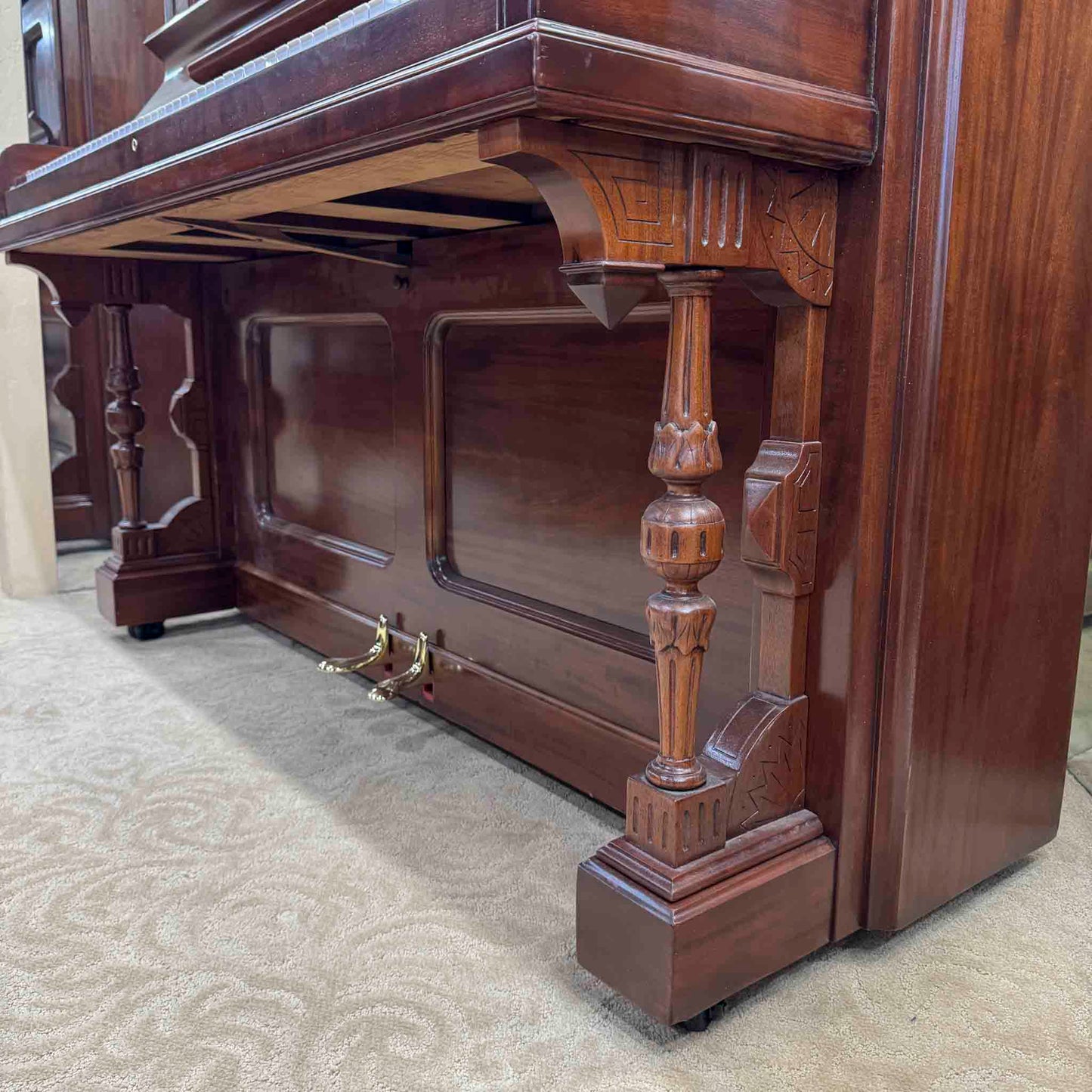 1900 Knabe 54" Wood Finish Upright Piano with Self-Playing QRS System