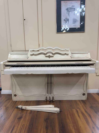 CURRENT SHOP WORK 1972 Wurlitzer 36" White Finish Commissioned Spinet Piano