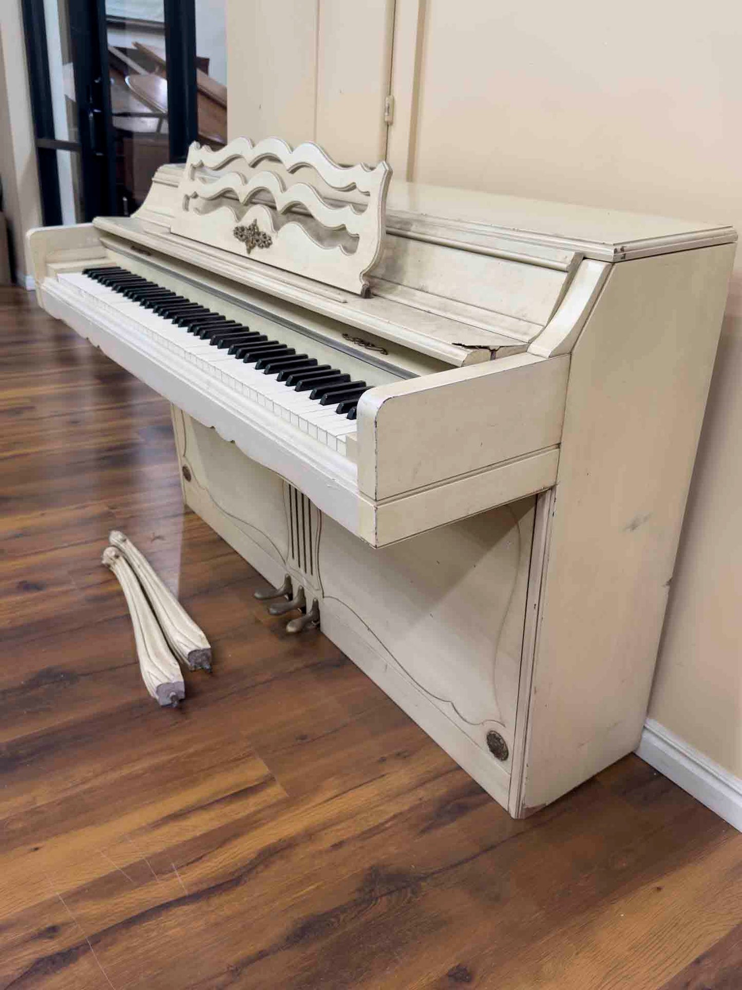 CURRENT SHOP WORK 1972 Wurlitzer 36" White Finish Commissioned Spinet Piano