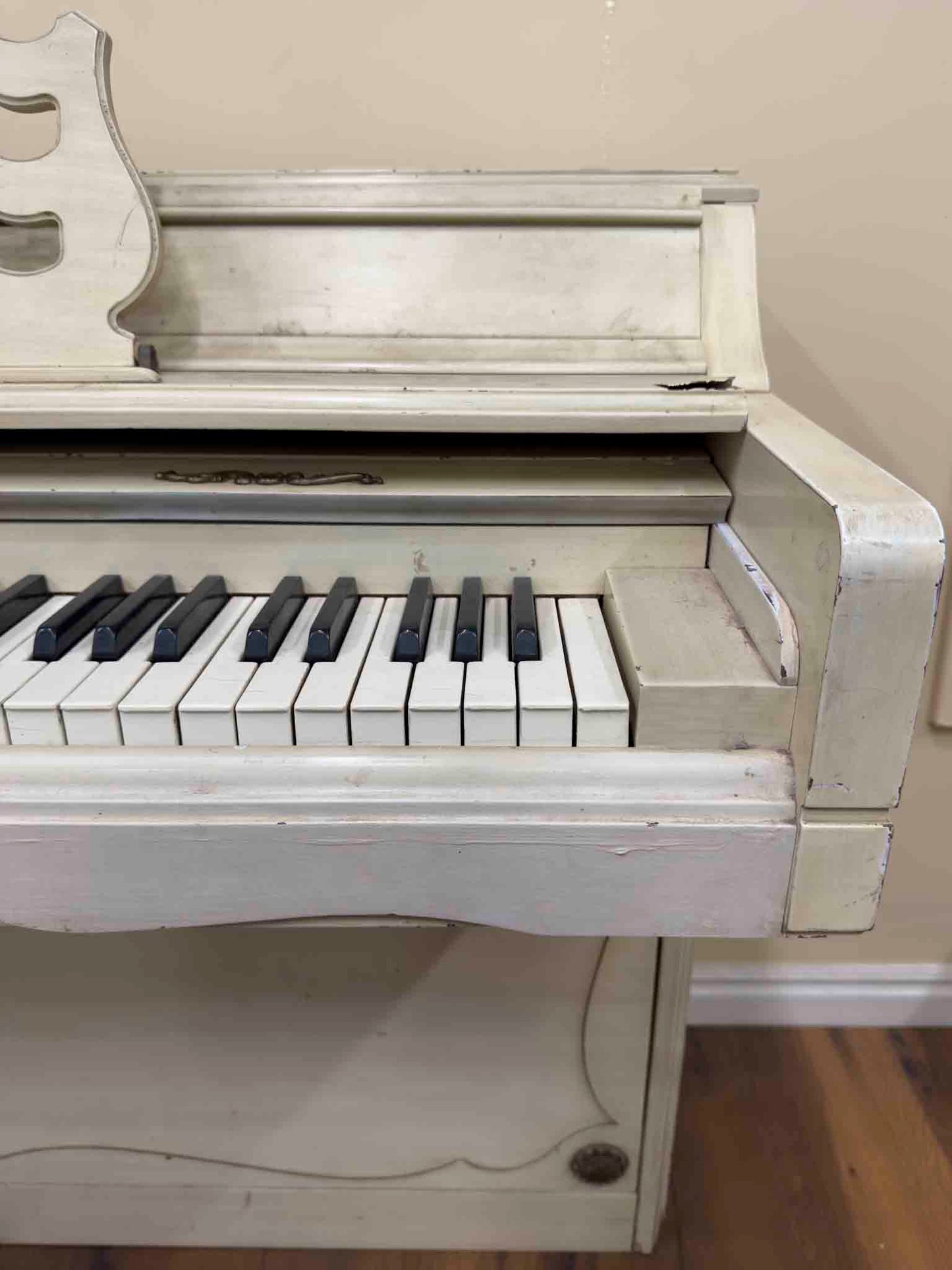 CURRENT SHOP WORK 1972 Wurlitzer 36" White Finish Commissioned Spinet Piano