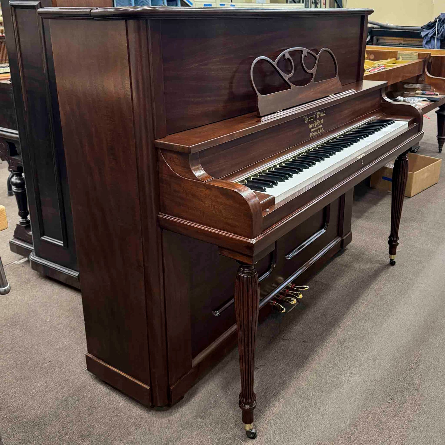 CURRENT SHOP WORK 1896 Crown 57" Wood Finish Commissioned Upright Piano