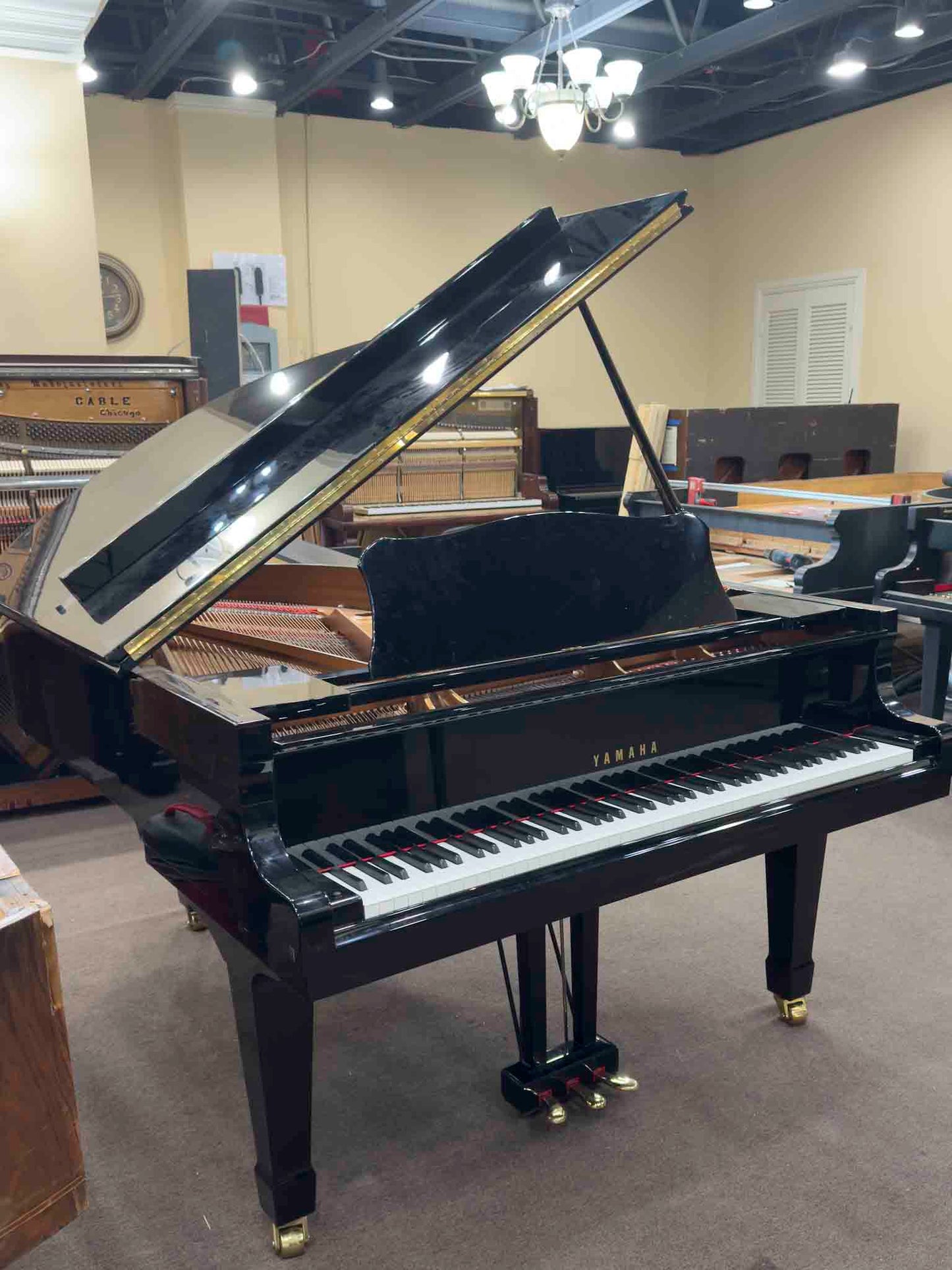 CURRENT SHOP WORK 2001 Yamaha C3 6'1" Polished Black Commissioned Grand Piano with Self-Playing QRS System