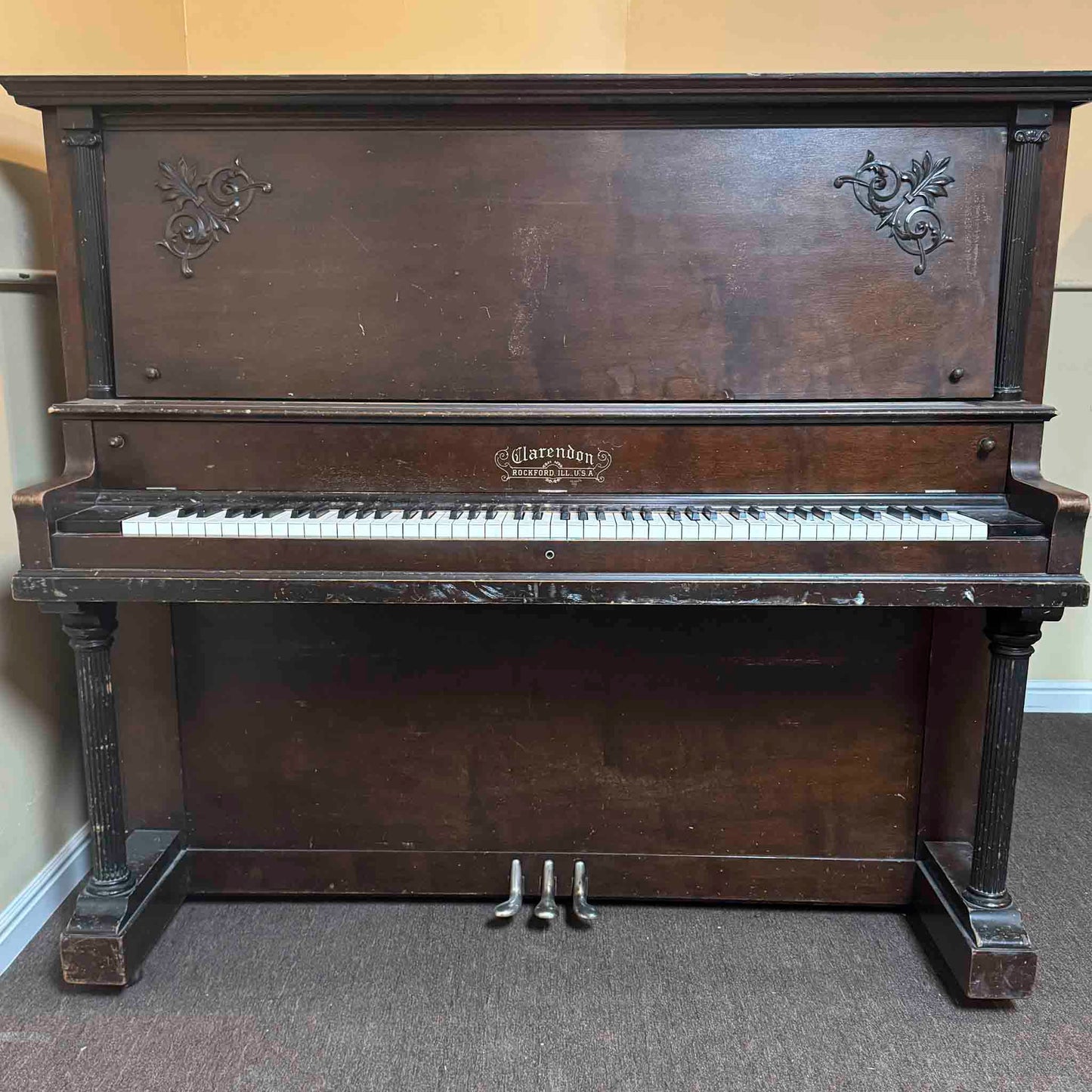 CURRENT SHOP WORK 1904 Clarendon 55" Wood Finish Upright Piano