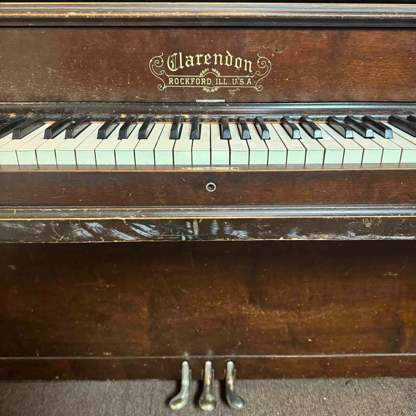 CURRENT SHOP WORK 1904 Clarendon 55" Wood Finish Upright Piano