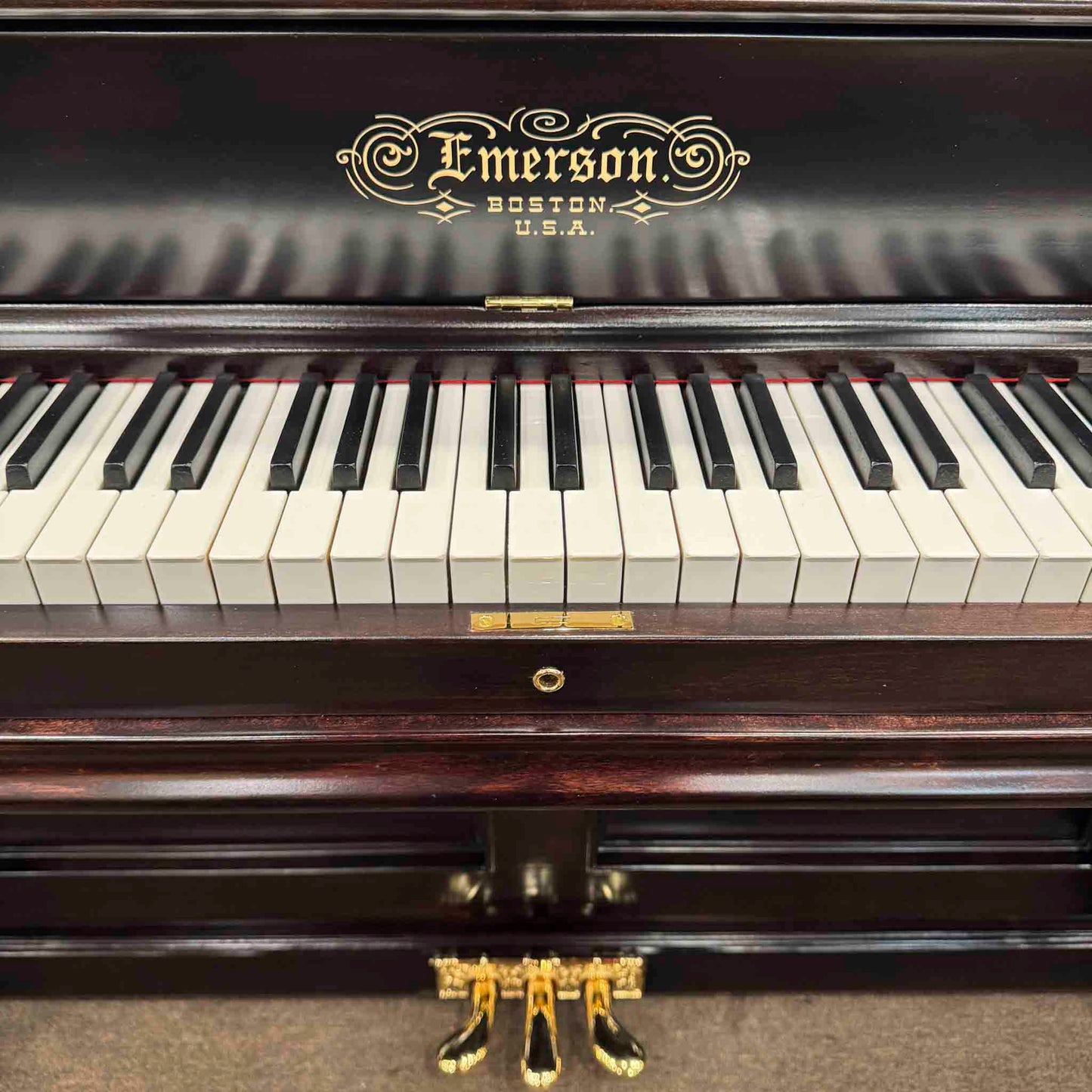 HEIRLOOM RESTORATION 1890 Emerson 58" Wood Finish Commissioned Upright Piano