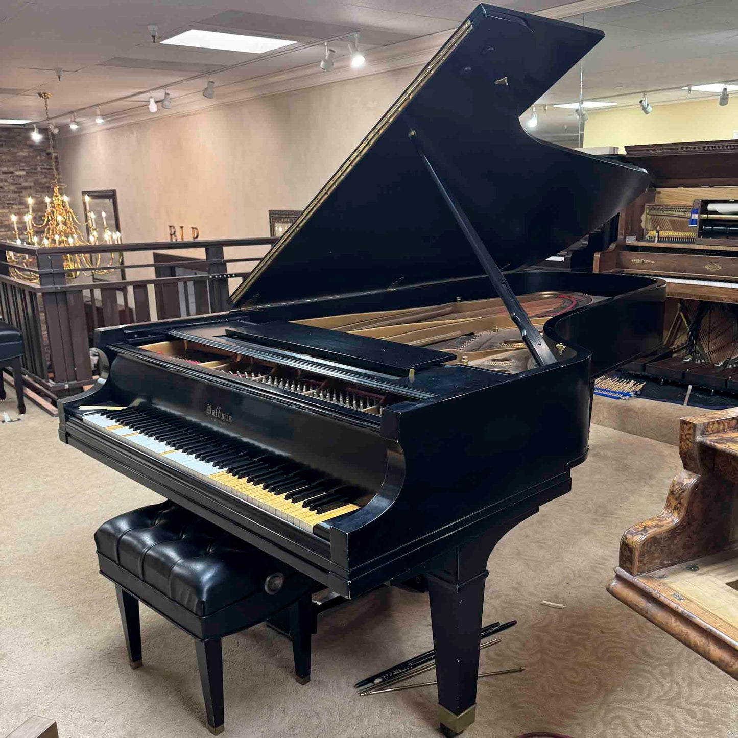 AVAILABLE TO RESTORE: CALL FOR CUSTOM PRICING—1925 Baldwin Grand 9' Satin Black Grand Piano