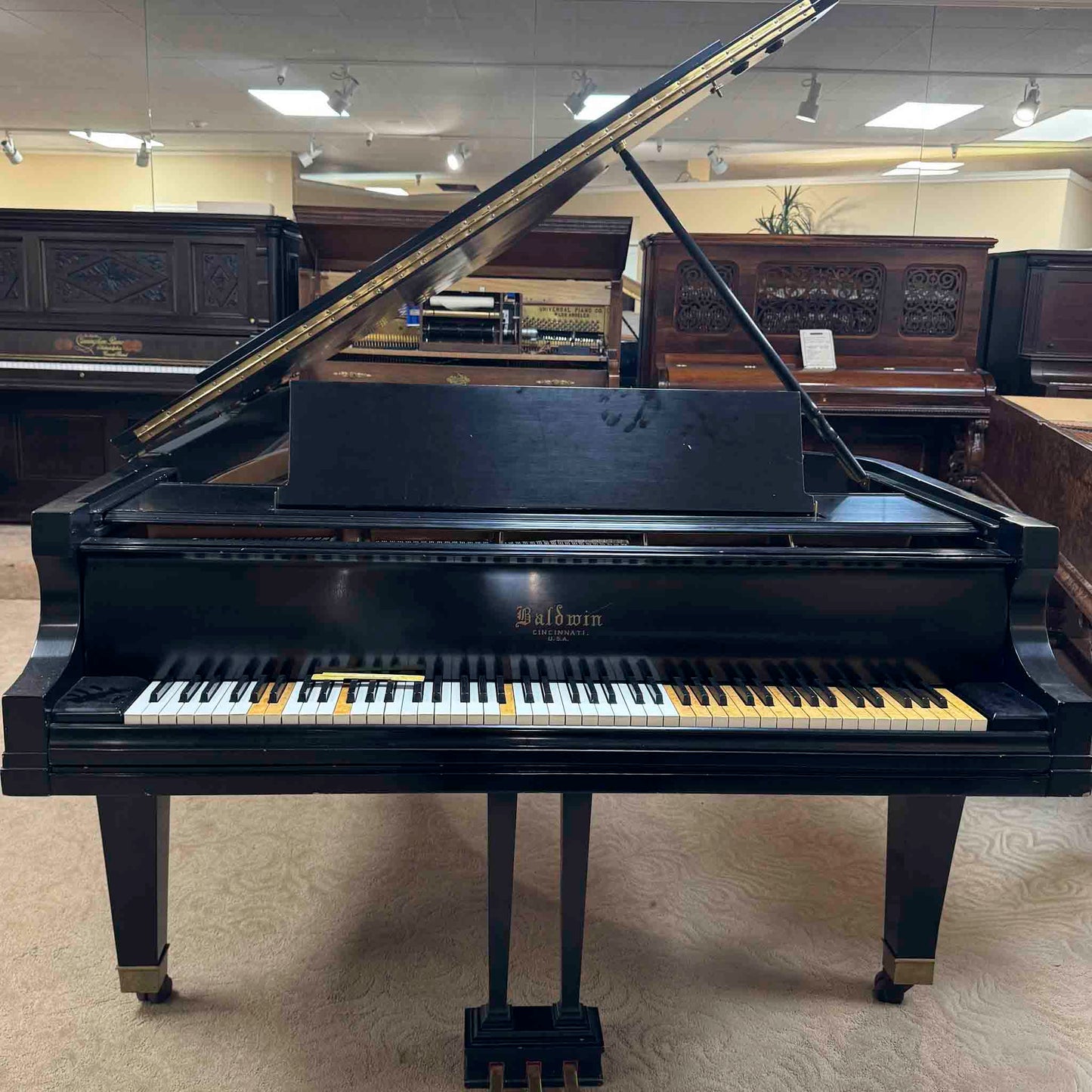 AVAILABLE TO RESTORE: CALL FOR CUSTOM PRICING—1925 Baldwin Grand 9' Satin Black Grand Piano