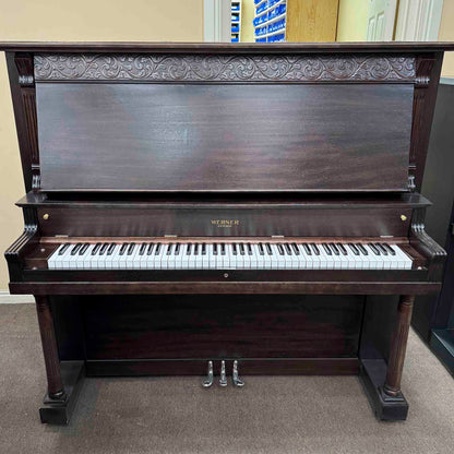 CURRENT SHOP WORK 1908 Werner 57" Wood Finish Commissioned Upright Piano
