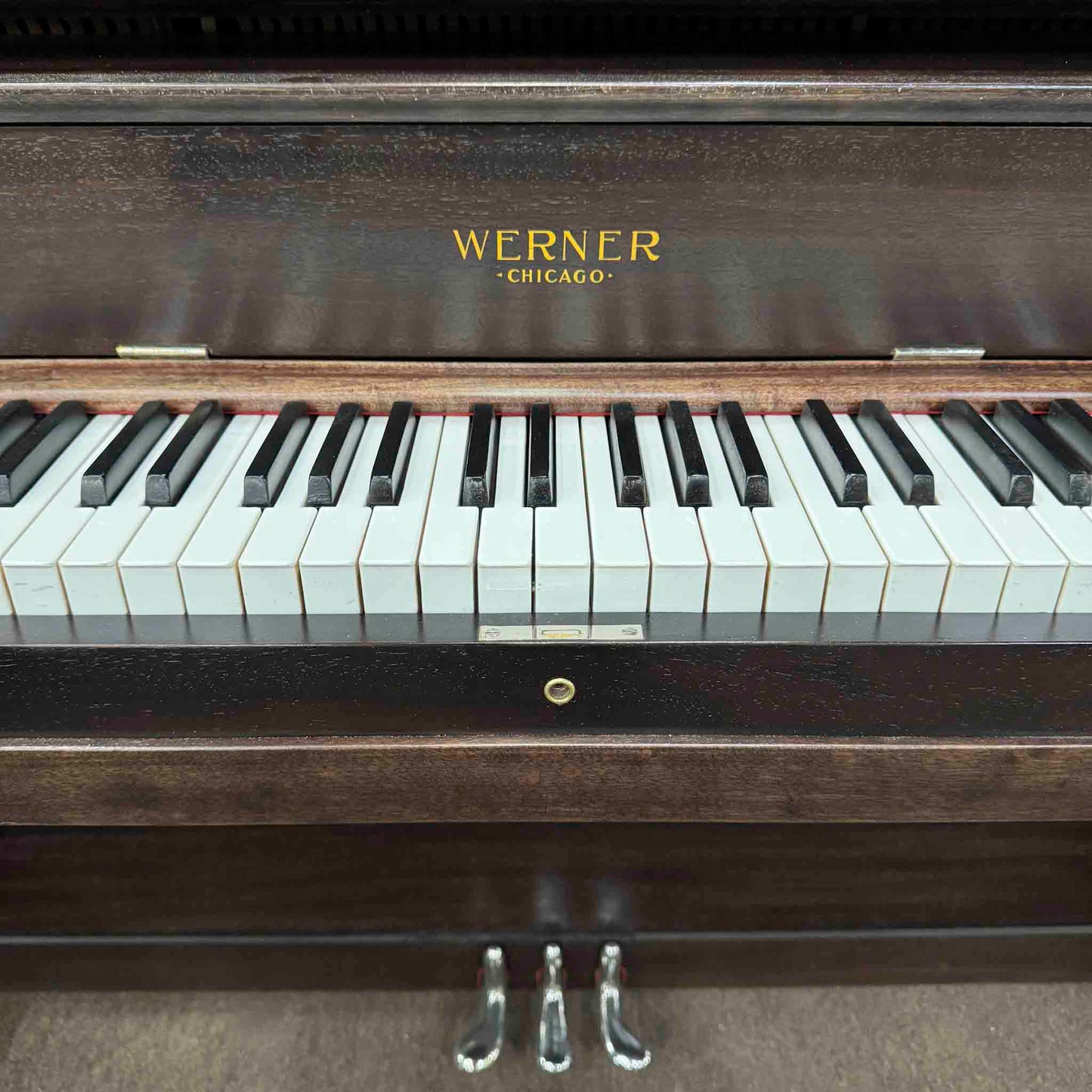 CURRENT SHOP WORK 1908 Werner 57" Wood Finish Commissioned Upright Piano