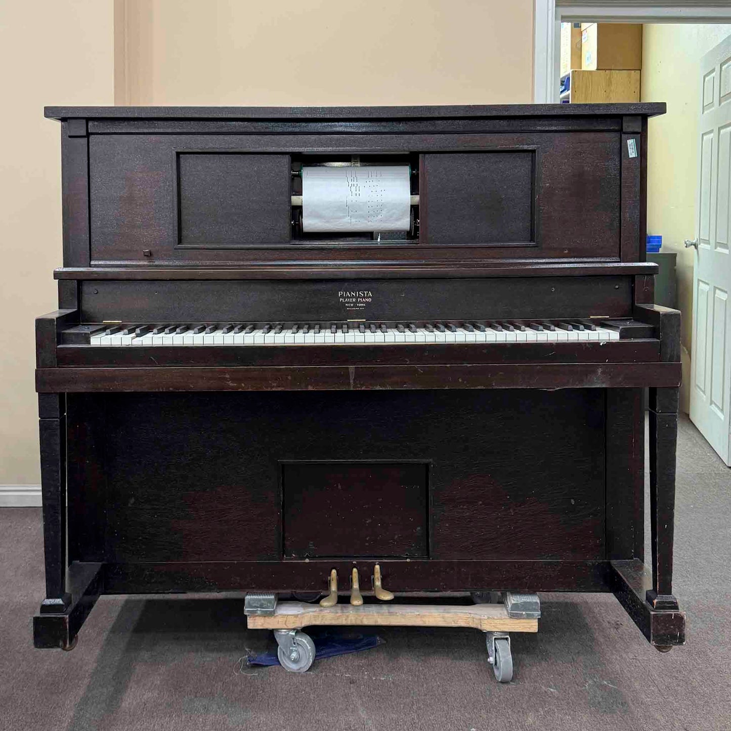CURRENT SHOP WORK - 1914 Pianista Autopiano 51" Wood Finish Upright Player Piano