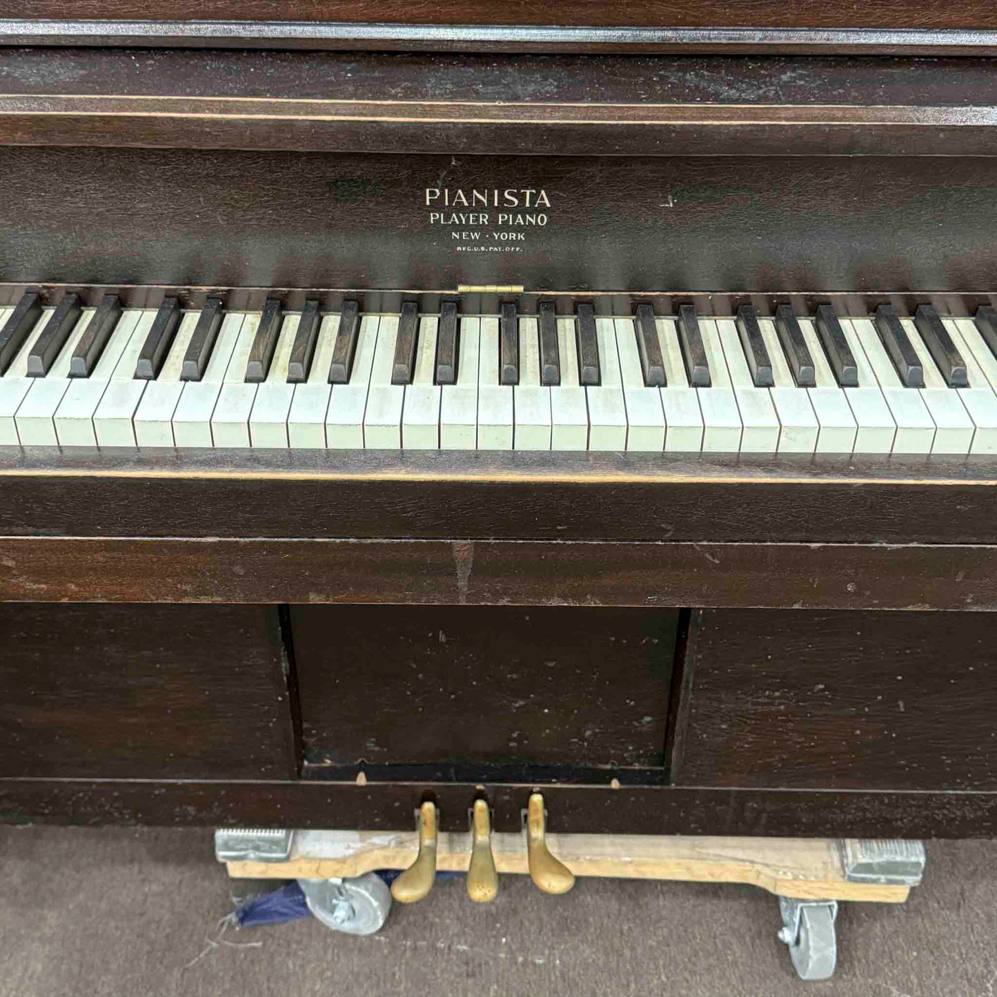 CURRENT SHOP WORK - 1914 Pianista Autopiano 51" Wood Finish Upright Player Piano