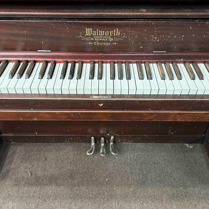 CURRENT SHOP WORK - 1907 Walworth Schulz & Co. 56" Mahogany Wood Finish Commissioned Upright Piano
