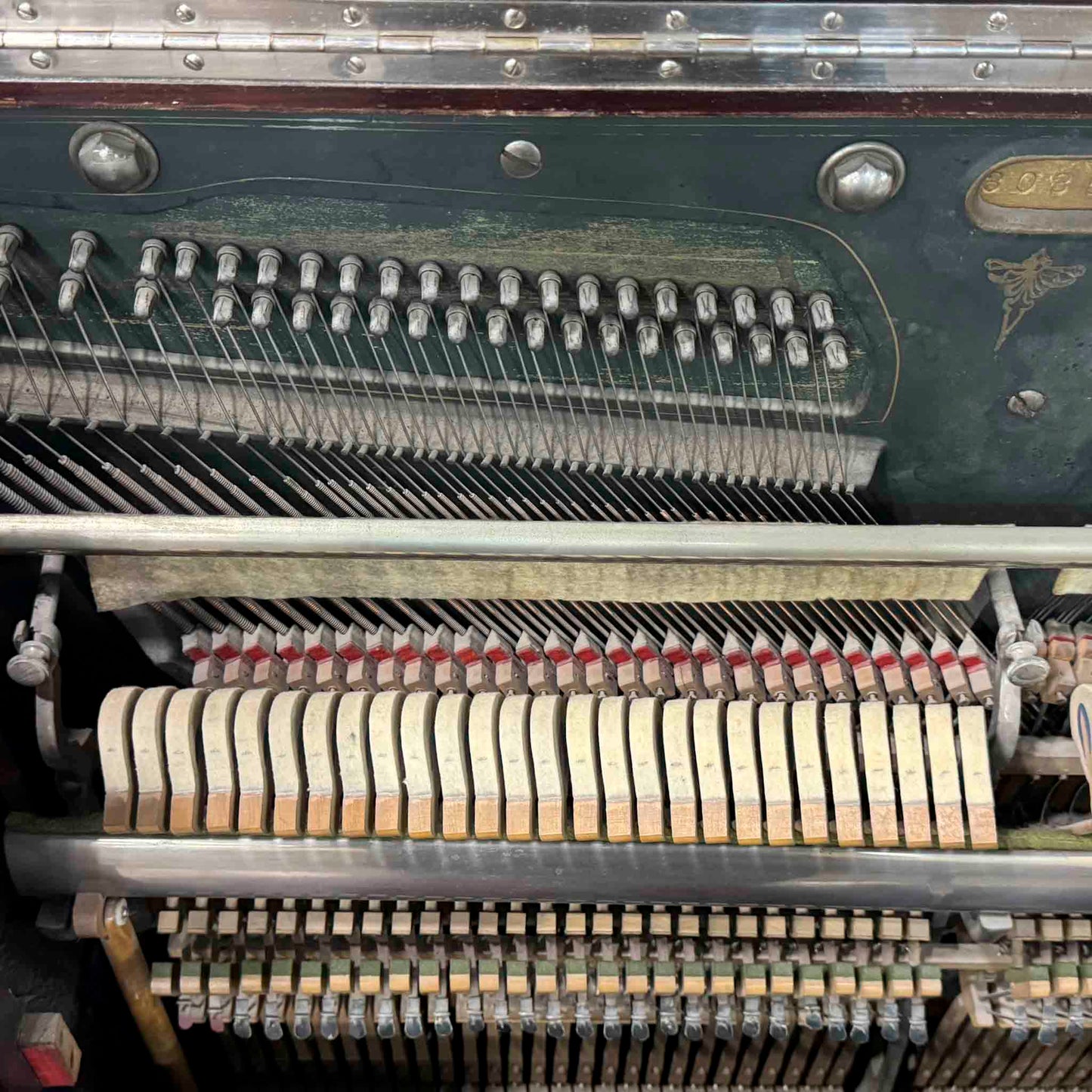 CURRENT SHOP WORK - 1907 Walworth Schulz & Co. 56" Mahogany Wood Finish Commissioned Upright Piano