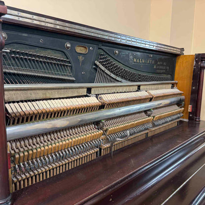 CURRENT SHOP WORK - 1907 Walworth Schulz & Co. 56" Mahogany Wood Finish Commissioned Upright Piano