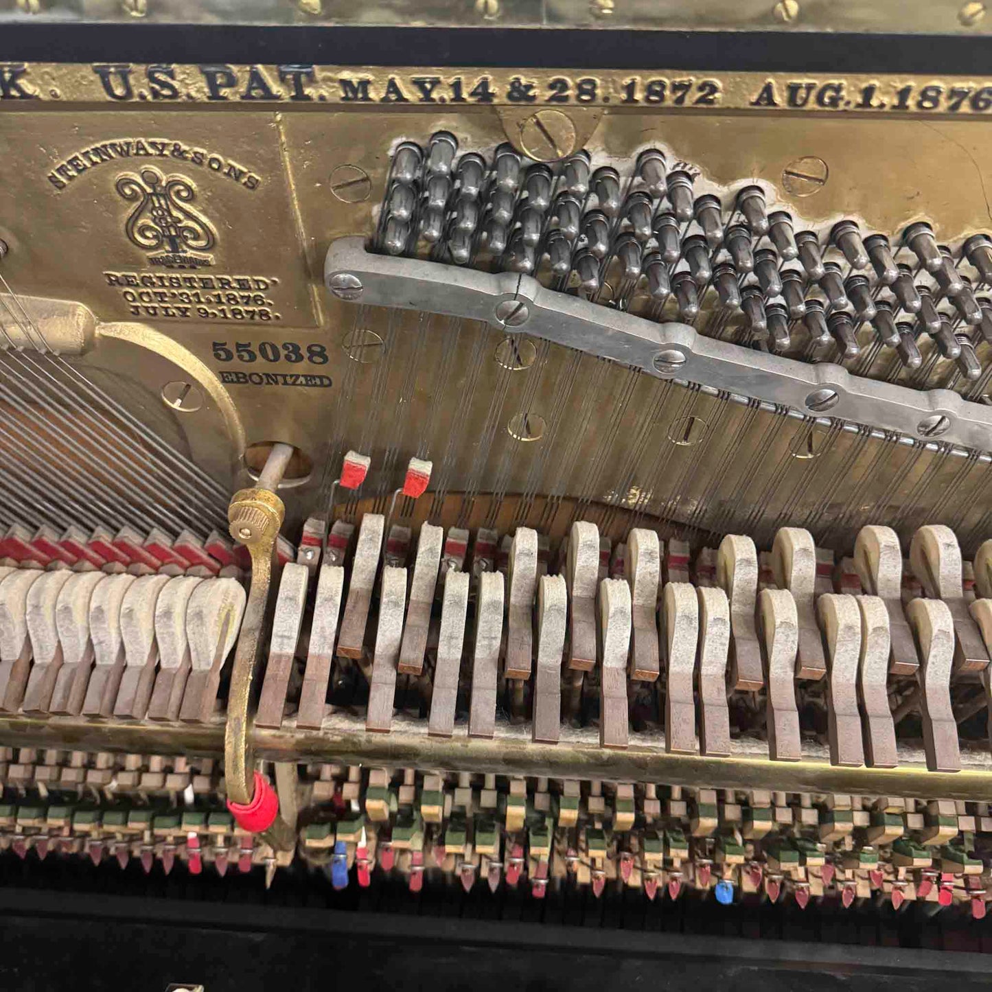 CURRENT SHOP WORK - 1886 Steinway & Sons 54" Satin Black Commissioned Upright Piano