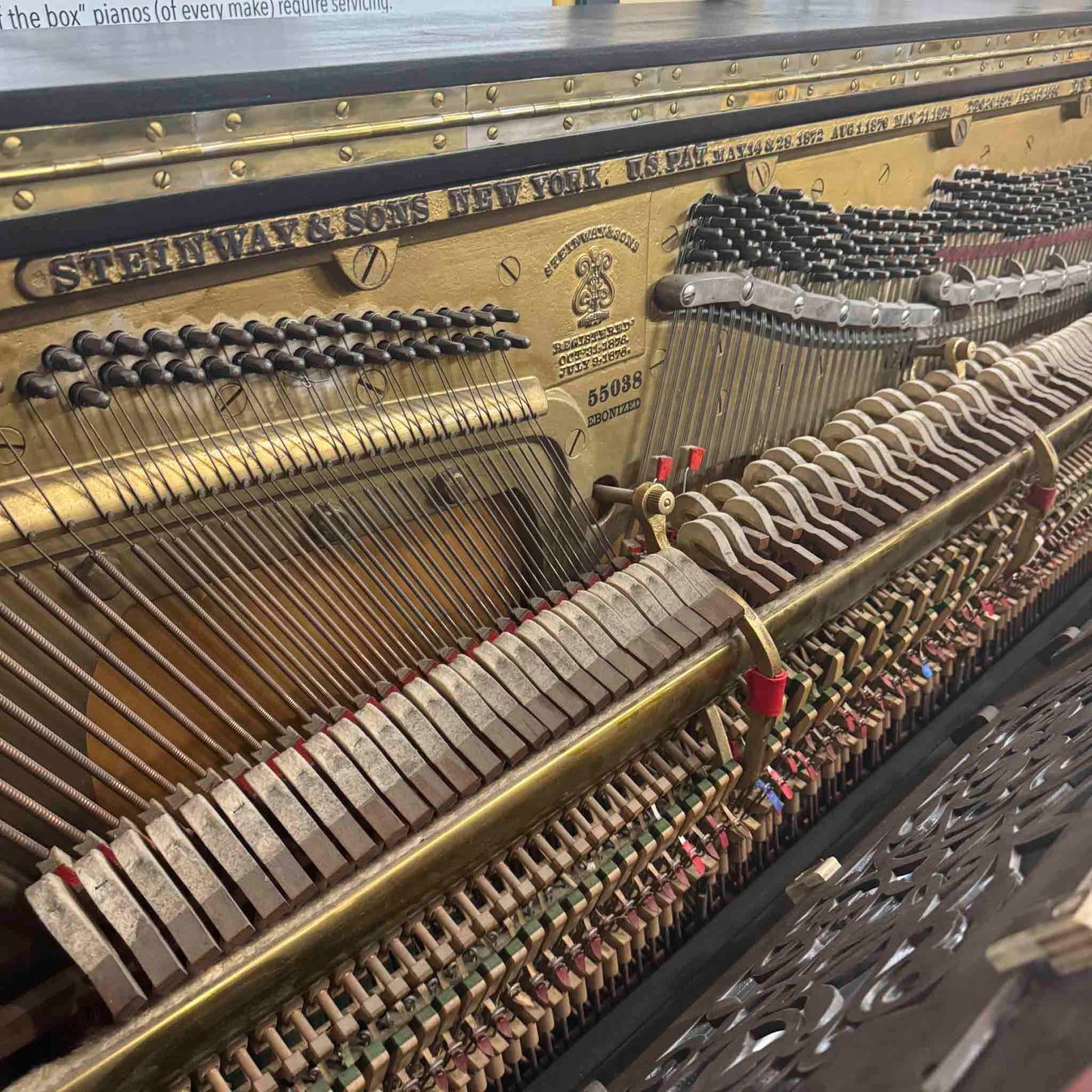 CURRENT SHOP WORK - 1886 Steinway & Sons 54" Satin Black Commissioned Upright Piano