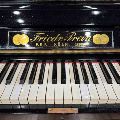 CURRENT SHOP WORK - 1909 Friedrich Prein 51.5" Polished Black Commissioned Upright Piano