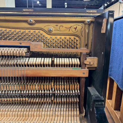 CURRENT SHOP WORK - 1909 Friedrich Prein 51.5" Polished Black Commissioned Upright Piano