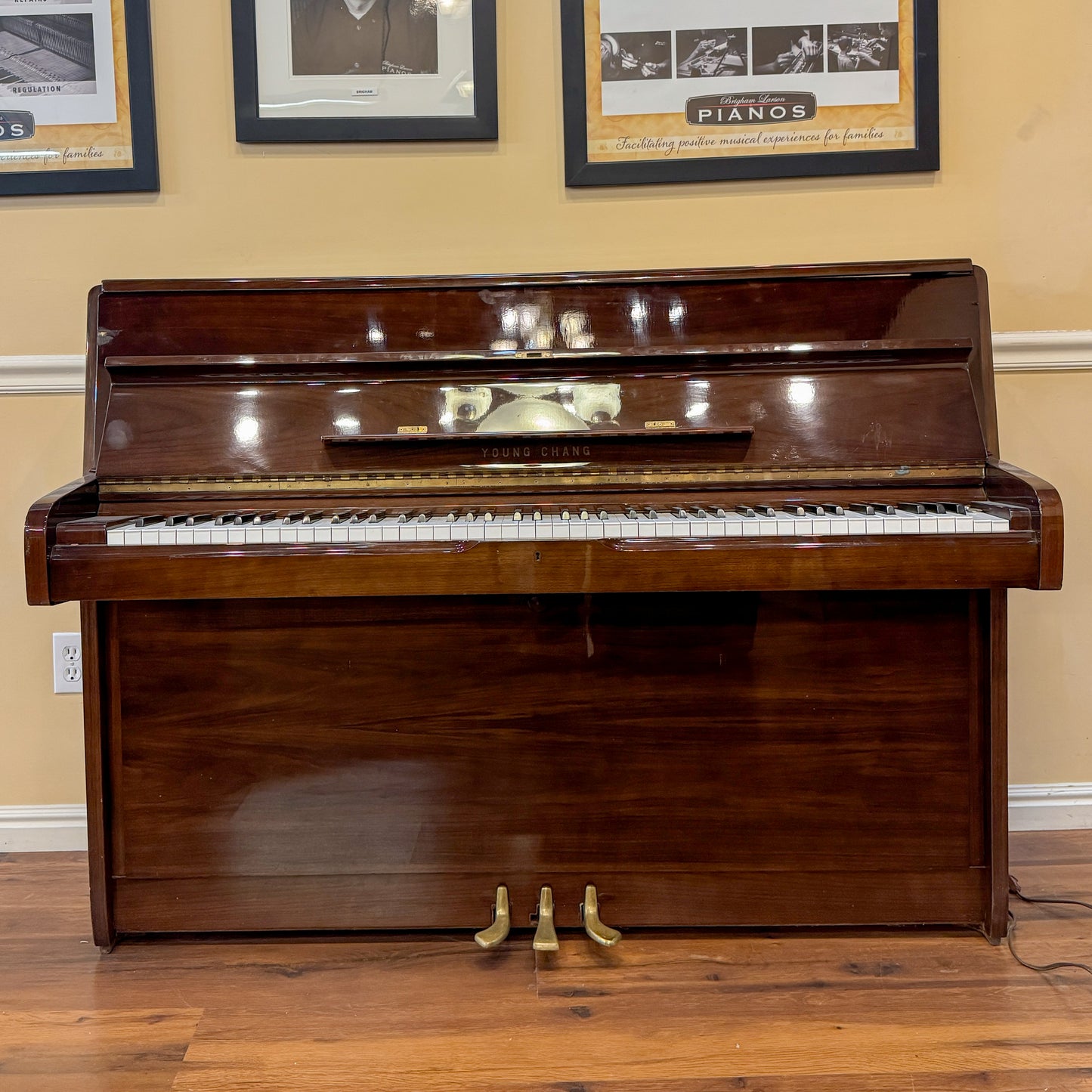 Young Chang U-10743" Polished Walnut Console Piano