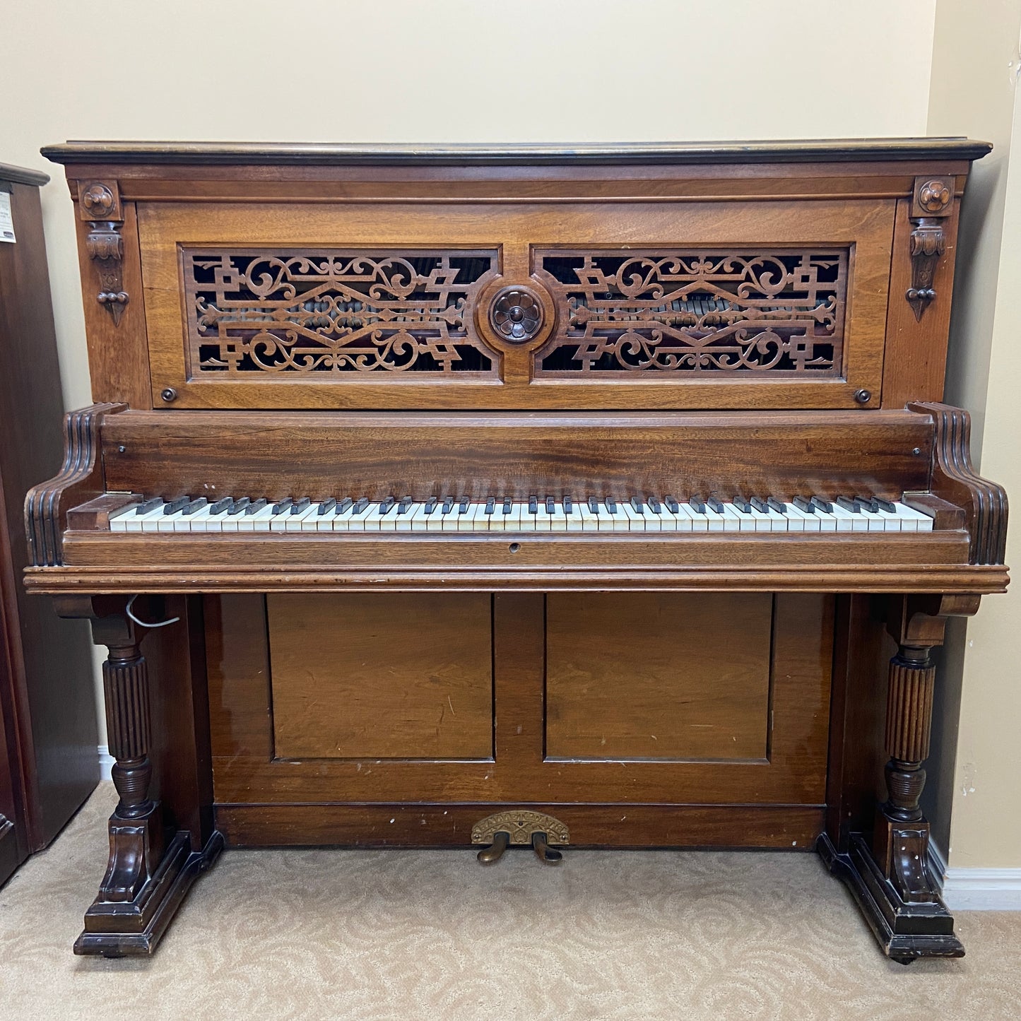 AVAILABLE TO RESTORE: CALL FOR CUSTOM PRICING - Tall Wood Finish Art Case Upright Piano