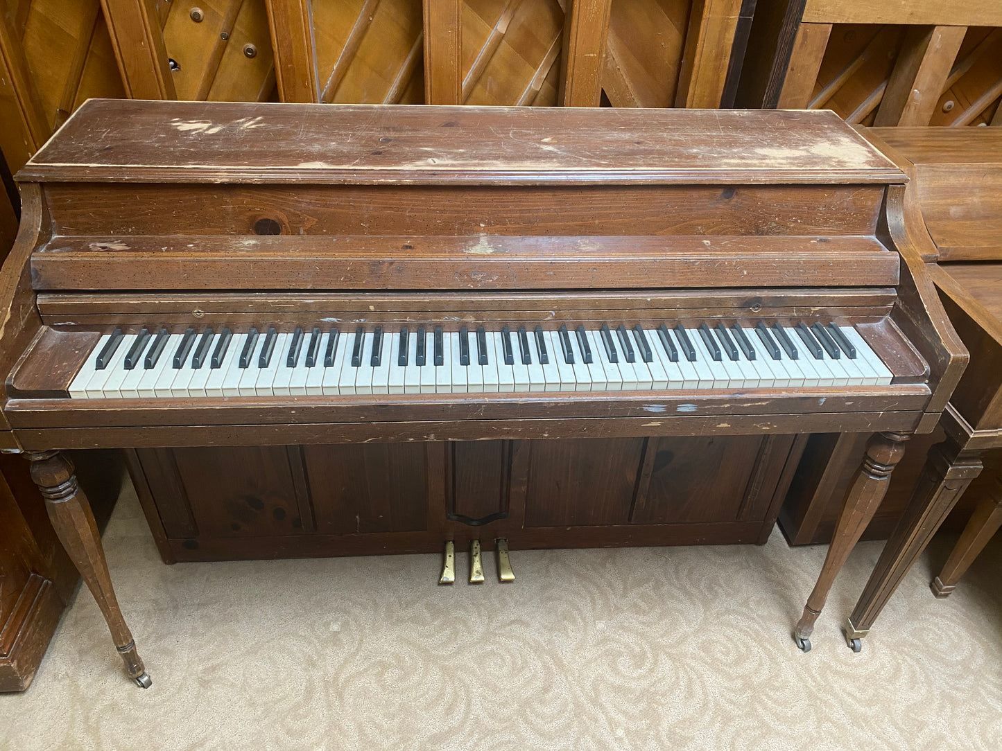 SOLD 1974 Wurlitzer 37.5" Satin Black Spinet Piano