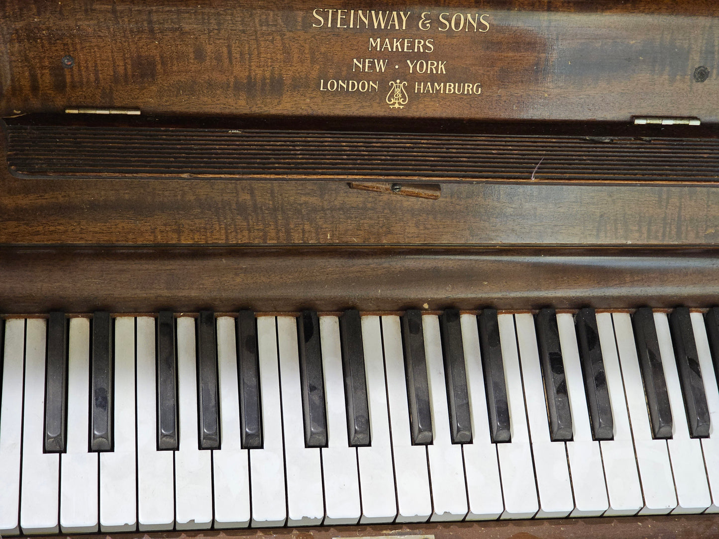 AVAILABLE TO RESTORE: CALL FOR CUSTOM PRICING - 1910 Steinway 53" Walnut Finish Upright Piano