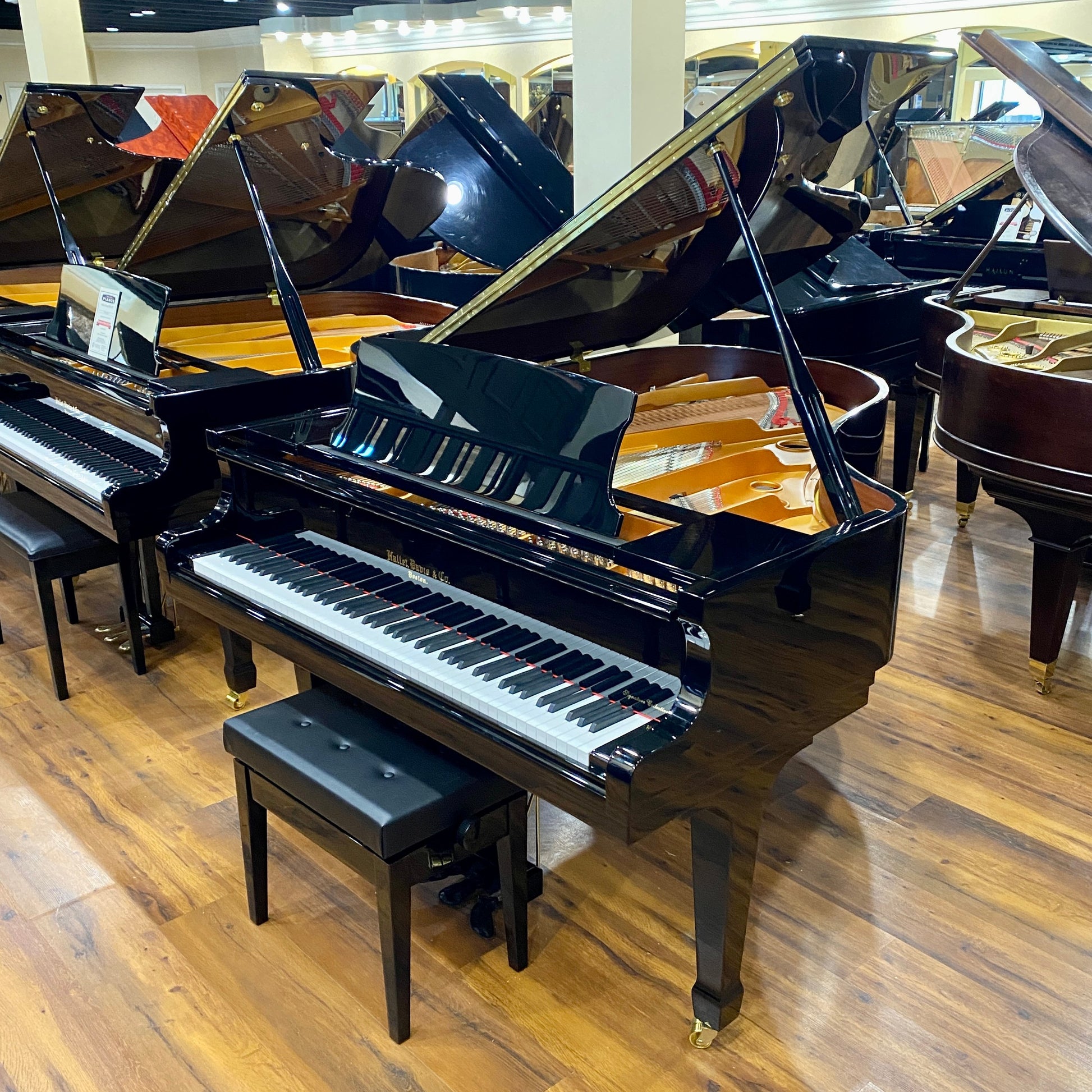 Image 2 of Hallet Davis 188 Grand Black Polish with QRS Self Playing System