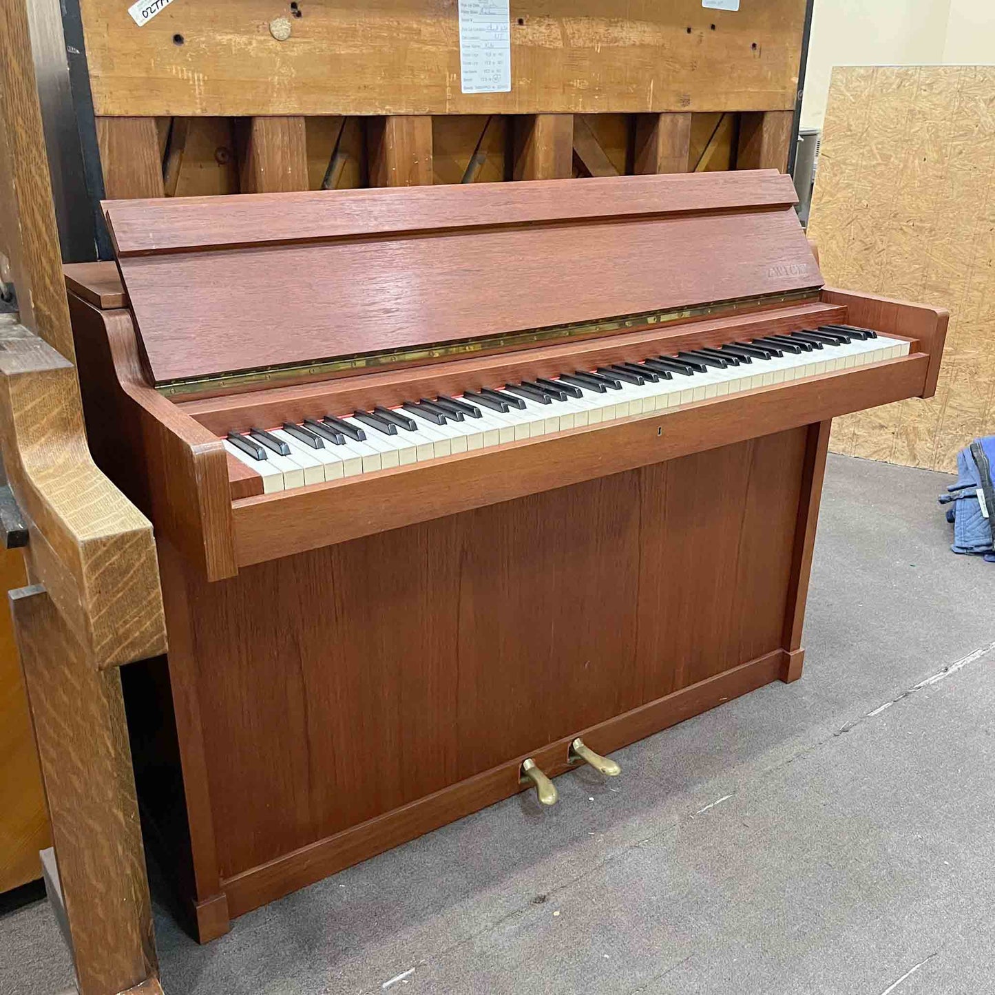 SOLD 1960 Louis Zwicki 36" Teak Wood Finish Spinet Piano